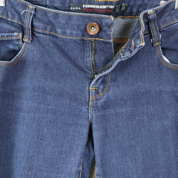 Zara Size 10 Skinny Jeans Denim Low Rise 5 Pocket Stretch Dark Blue - Picture 4 of 10
